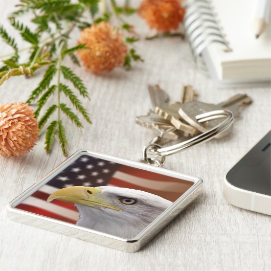 アメリカ合衆国国旗とイーグルキーチェーン キーホルダー (側面)