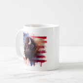 アメリカ合衆国国旗とバイソン コーヒーマグカップ (正面左)