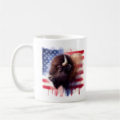 アメリカ合衆国国旗とバイソン コーヒーマグカップ (左)
