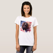 アメリカ合衆国国旗とバイソン Tシャツ (正面フル)