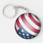 アメリカ合衆国国旗と地図グローブアート キーホルダー (正面)