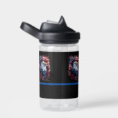 アメリカ合衆国国旗のイーグルバラ赤白青 ウォーターボトル (右面)