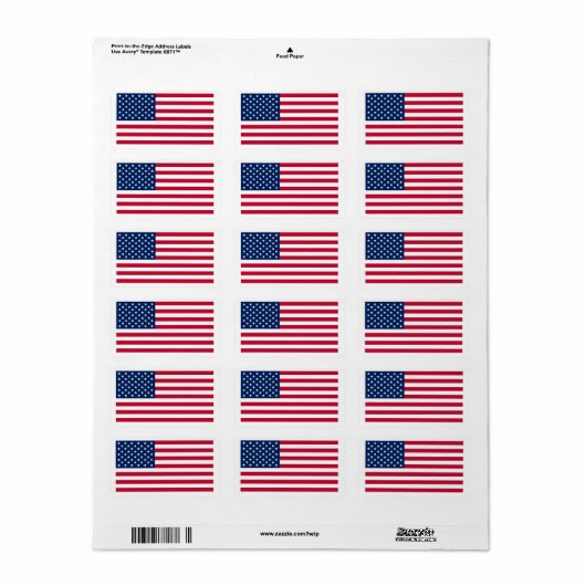 アメリカ合衆国国旗のカットライン ラベル (フルシート)