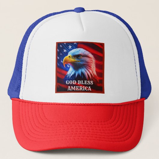 アメリカ合衆国国旗のハゲのワシを祝福 キャップ (正面)