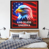 アメリカ合衆国国旗のハゲのワシを祝福 キャンバスプリント (インサイチュ (寝室))