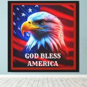 アメリカ合衆国国旗のハゲのワシを祝福 キャンバスプリント (インサイチュ (ウッドフロア))