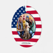 アメリカ合衆国国旗のパーソナライズされた写真 メタルオーナメント (正面左)