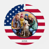 アメリカ合衆国国旗のパーソナライズされた写真 メタルオーナメント (裏面)