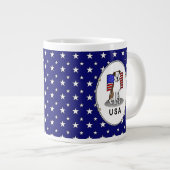 アメリカ合衆国国旗のピットブル(リットブリンドルホワイト3) ジャンボコーヒーマグカップ (正面右)
