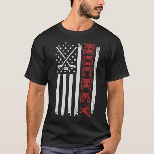 アメリカ合衆国国旗のホッケー Tシャツ (正面)
