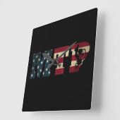 アメリカ合衆国国旗のヴィンテージ スクエア壁時計 (傾斜)