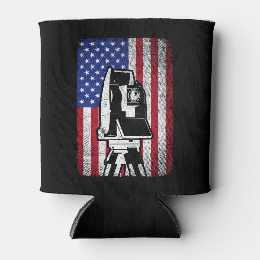 アメリカ合衆国国旗の土地測量士 缶クーラー (正面)