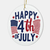 アメリカ合衆国国旗の愛国心が漂う7月の幸せ4日 セラミックオーナメント (左)