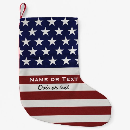 アメリカ合衆国国旗の愛国心7月4カスタム日 スモールクリスマスストッキング (正面)