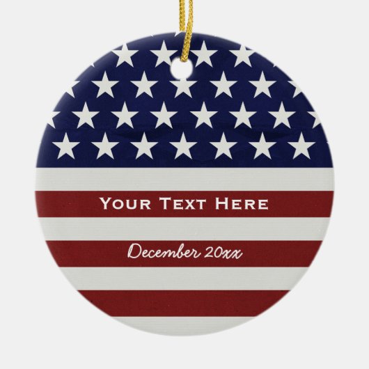 アメリカ合衆国国旗の愛国心7月4カスタム日 セラミックオーナメント (正面)
