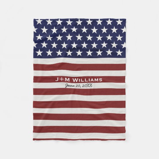 アメリカ合衆国国旗の愛国心7月4カスタム日 フリースブランケット (正面)