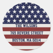 アメリカ合衆国国旗の愛国心7月4カスタム日 ラウンドシール (正面)
