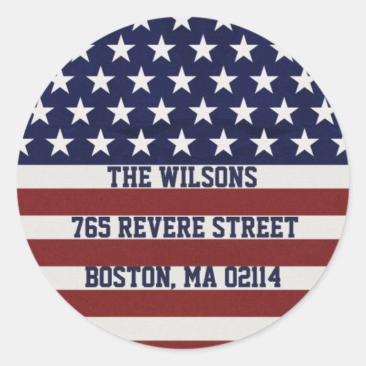 アメリカ合衆国国旗の愛国心7月4カスタム日 ラウンドシール (正面)