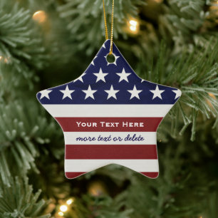 アメリカ合衆国国旗の愛国心7月4日クリスマス セラミックオーナメント