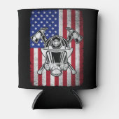 アメリカ合衆国国旗の消防士 缶クーラー (正面)