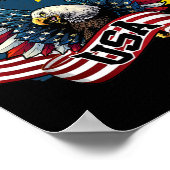 アメリカ合衆国国旗の男たち7月4日の愛国的なワシ ポスター (角)