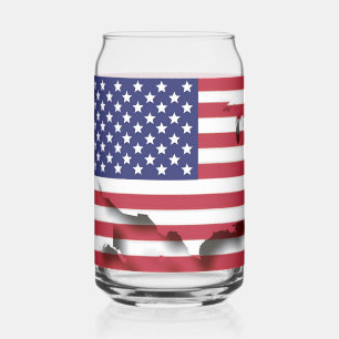 アメリカ合衆国国旗を祝福する愛国的な神 ガラス缶