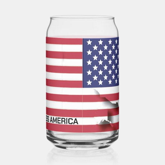 アメリカ合衆国国旗を祝福する愛国的な神 ガラス缶 (右)
