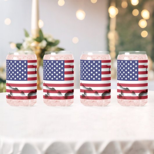 アメリカ合衆国国旗を祝福する愛国的な神 ガラス缶 (インサイチュ (ウェディング))