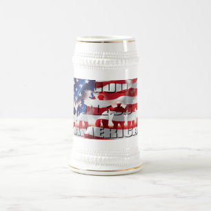 アメリカ合衆国国旗を祝福する愛国神 ビールジョッキ