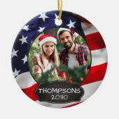 アメリカ合衆国国旗パーソナライズされた2の写真 セラミックオーナメント (正面)