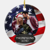 アメリカ合衆国国旗パーソナライズされた2の写真 セラミックオーナメント (裏面)
