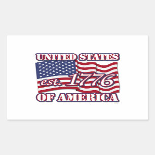 アメリカ合衆国国旗付き1776年米国エスト 長方形シール