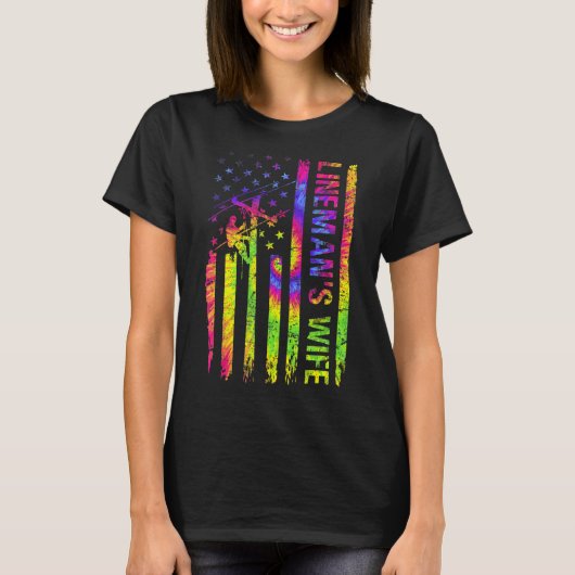 アメリカ合衆国国旗素晴らしいリーマンズ妻電気ケーブル Tシャツ (正面)