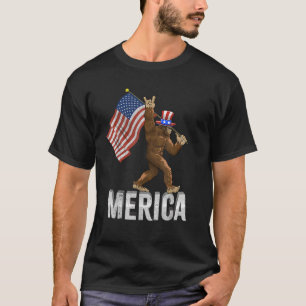 アメリカ合衆国国旗7月4日の愛国的なビッグフット Tシャツ