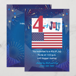 アメリカ合衆国国旗7月4日パーソナライゼーション 招待状