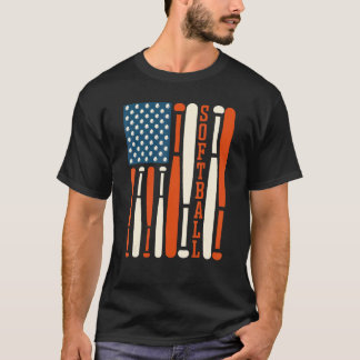 アメリカ合衆国国旗 ソフトボールバット ソフトボール キャッチャー Tシャツ