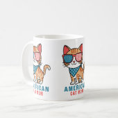 アメリカ合衆国国旗July American Cat Mom コーヒーマグカップ (正面左)