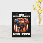 アメリカ合衆国国旗Rhodesian Ridgeback 7月4日 カード (黄色い花)