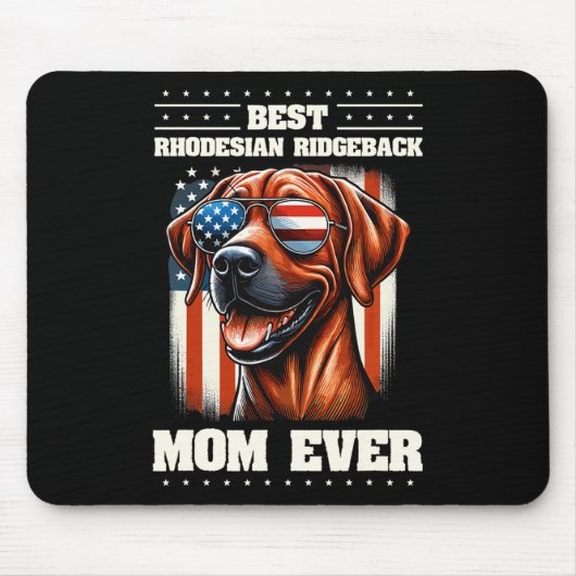 アメリカ合衆国国旗Rhodesian Ridgeback 7月4日 マウスパッド (正面)