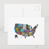 アメリカ合衆国地図フラグナンバープレート シーズンポストカード (正面/裏面)