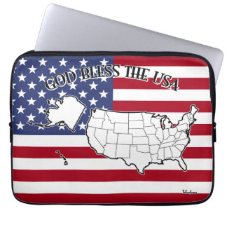 アメリカ合衆国地図入り GOD BLESS THE USA ラップトップスリーブ