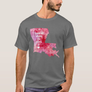 アメリカ合衆国地図 水彩画風 ブルー バトンルージュ ルイジアナ州 水 Tシャツ