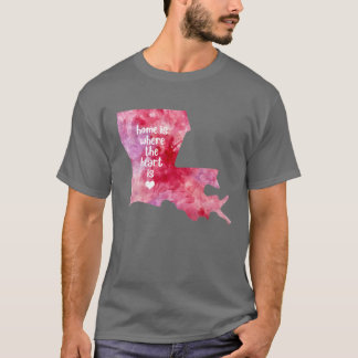 アメリカ合衆国地図 水彩画風 ブルー バトンルージュ ルイジアナ州 水 Tシャツ