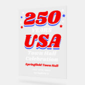 アメリカ合衆国地方自治250周年記念式典ウェルカム アクリルサイン (傾斜)