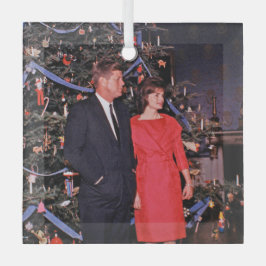 アメリカ合衆国大統領ジョン・ケネディのクリスマスカード ガラスオーナメント