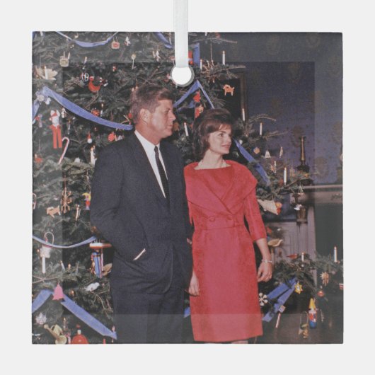アメリカ合衆国大統領ジョン・ケネディのクリスマスカード ガラスオーナメント (正面)