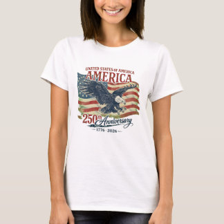 アメリカ合衆国建国250周年イーグルフラグ Tシャツ