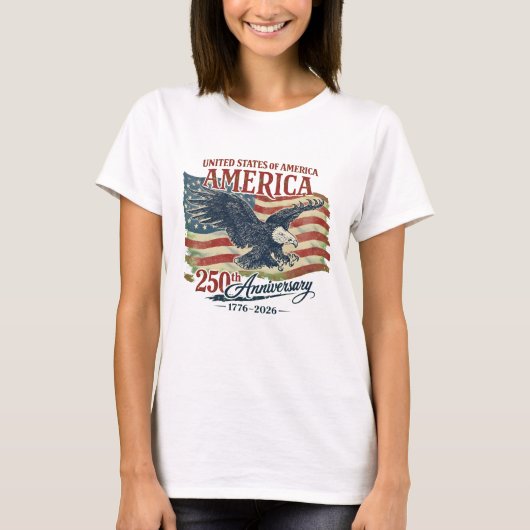 アメリカ合衆国建国250周年イーグルフラグ Tシャツ (正面)