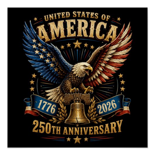アメリカ合衆国建国250周年イーグル ポスター (正面)