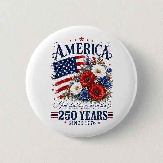 アメリカ合衆国建国250周年フラワー 缶バッジ (正面)